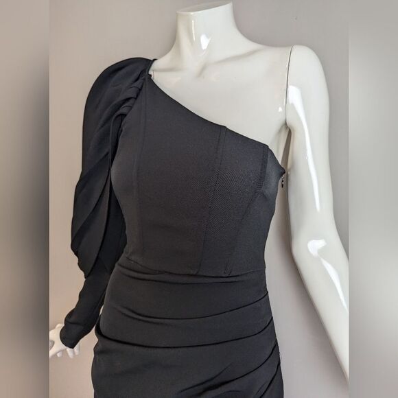 Club L London Black One-Shoulder Mini Dress - Picture 6 of 13